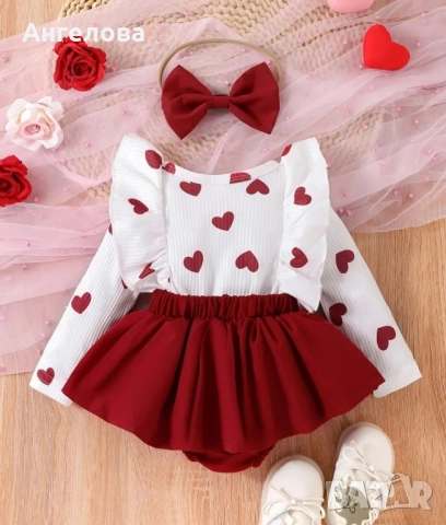 Бебешко боди-рокличка с лента за глава , снимка 2 - Комплекти за бебе - 51563604