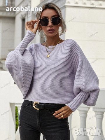 Дамски свободен пуловер с кръгло деколте и дълги ръкави, 2цвята - 023, снимка 2 - Блузи с дълъг ръкав и пуловери - 42682664