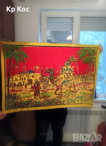 нов ковьор текстилна картина с ориенталски мотиви от 1968г., снимка 3 - Картини - 50330419