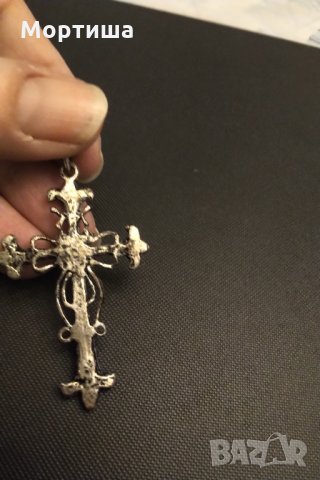 Стар италиански сребърен кръст с рубини  РАЗПРОДАЖБА, снимка 5 - Колиета, медальони, синджири - 29336319