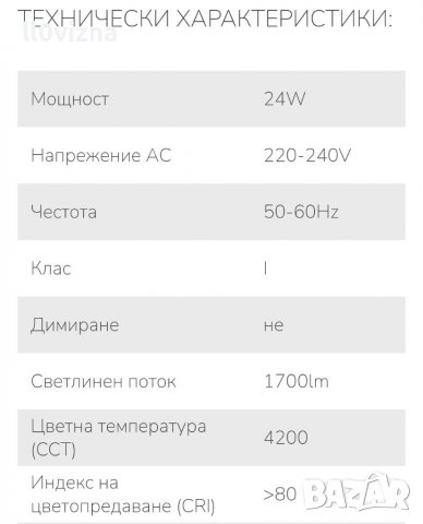 LED ПЛАФОНИЕРА С ДЕКОРАТИВЕН РИНГ 24W 4200K 220-240V, НЕУТРАЛНА СВЕТЛИНА, КРЪГ, снимка 4 - Лед осветление - 38402020