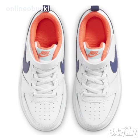 НАМАЛЕНИЕ!!!Детски спортни обувки NIKE COURT BOROUGH Бяло със лилава запетая, снимка 3 - Детски маратонки - 33729408