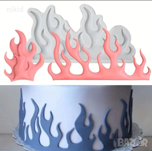 малък голям Огън пламък пламъци водорасли водорасло силиконов молд форма фондан шоколад декор, снимка 5 - Форми - 37441651