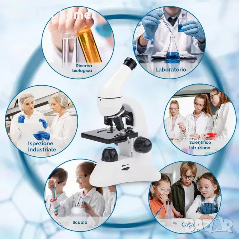 USCAMEL 40X-2000X микроскоп за деца, възрастни, ученици, с комплект препарати, професионален , снимка 4 - Образователни игри - 55884716