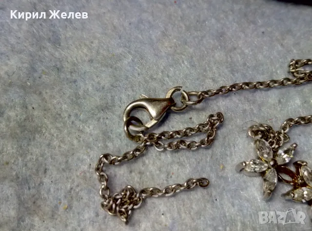 НЕЖНО ФЛОРАЛНО СРЕБЪРНО КОЛИЕ ЦВЕТЯ СРЕБРО 925 с БЯЛА ПОЗЛАТА Нужда от ЛЕК РЕМОНТ на ВЕРИЖКАТА 47974, снимка 8 - Колиета, медальони, синджири - 48952894