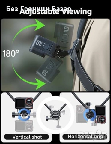 Нова Стойка за врат с гръден колан за GoPro DJI Insta360 екшън камера Action Camera, снимка 3 - Чанти, стативи, аксесоари - 54069208