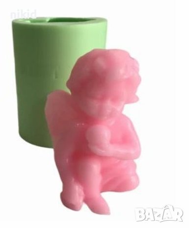 3D висок ангел цилиндър силиконов молд форма фондан гипс свещ декор украса кръщене, снимка 3 - Форми - 42195462