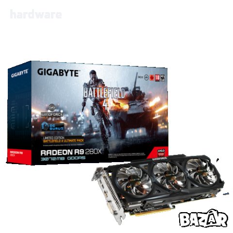 Видеокарта GPU gigabyte r9 280x gddr5 pci-e, снимка 1 - Видеокарти - 32087969