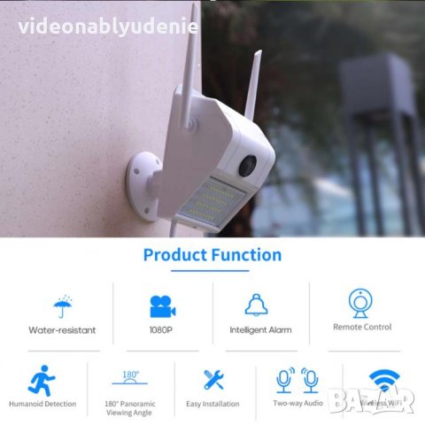 2.53мм 180° WiFi FULL HD 1080P Водоуст. Камера 270℃ PIR Датчик Движение Говор+Микрофон Карта Слот H., снимка 3 - Комплекти за видеонаблюдение - 30832188