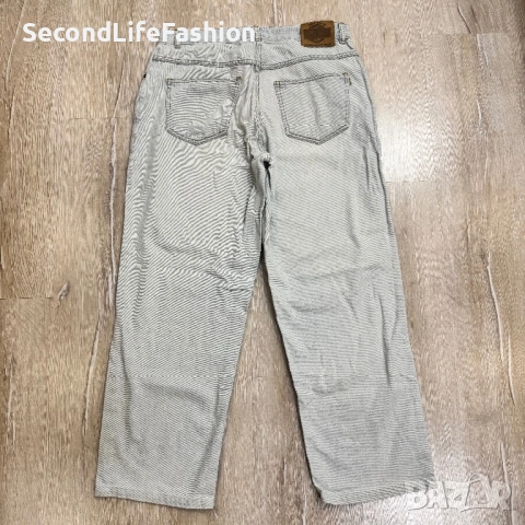 Винтидж мъжки дънки JOHN F GEE W32 L26, бяло-сини, ретро с цип, снимка 9 - Дънки - 53253225