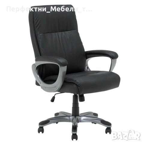 Удобен,конфортен директорски офис стол с черна еко кожа-до 130кг.-до изчерпване-намалена цена, снимка 4 - Столове за офис - 53096385