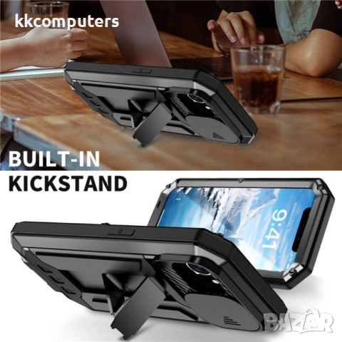 iPhone 16e R-JUST Metal Back Cover /Tempered Glass Удароустойчив Калъф и Протектор, снимка 8 - Калъфи, кейсове - 52687550