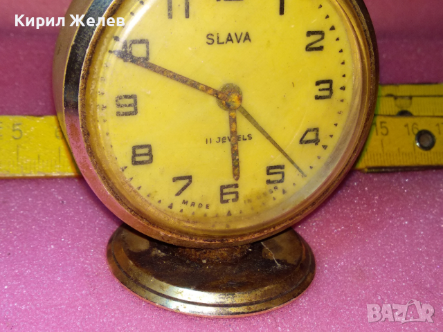 SLAVA MADE in USSR Стар КОЛЕКЦИОНЕРСКИ РУСКИ БУДИЛНИК МЕХАНИЧЕН НАСТОЛЕН ЧАСОВНИК СЛАВА СССР 36901, снимка 7 - Антикварни и старинни предмети - 44536598