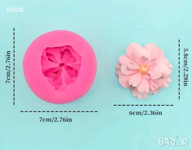 3d Роза Камелия цвете силиконов молд форма фондан шоколад смола гипс , снимка 4 - Форми - 48855921