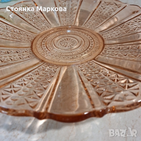 Масивно розово стъкло-чиния,фруктиера,купа от 1960 г.