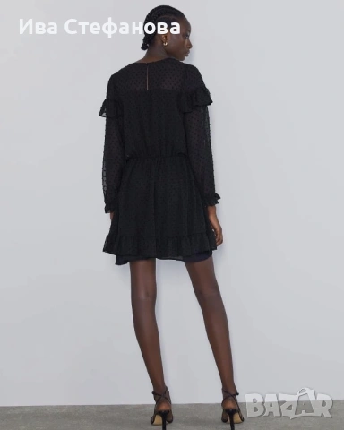 Нова черна елегантна феерична но точки  къса рокля zara Zara , снимка 9 - Рокли - 52484244