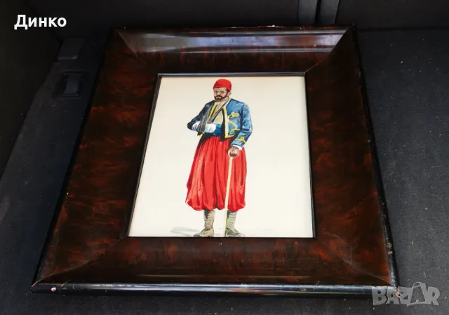 Стара картина от 1918година акварел., снимка 3 - Антикварни и старинни предмети - 50147002