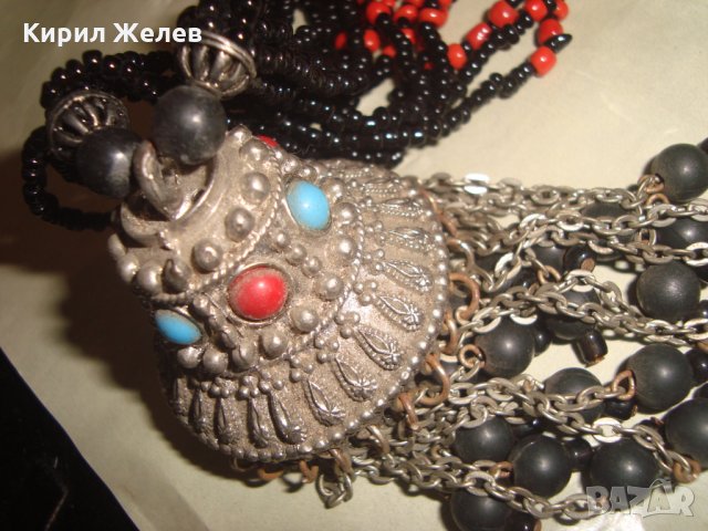 ТУАРЕГСКА ТЮРКОАЗЕНА САЧАНЕНА ОГЪРЛИЦА ТРАДИЦИОНЕН НАЦИОНАЛЕН НАКИТ с ХИЛЯДИ МЪНИСТА и КОРАЛ 15202, снимка 13 - Колиета, медальони, синджири - 30711707