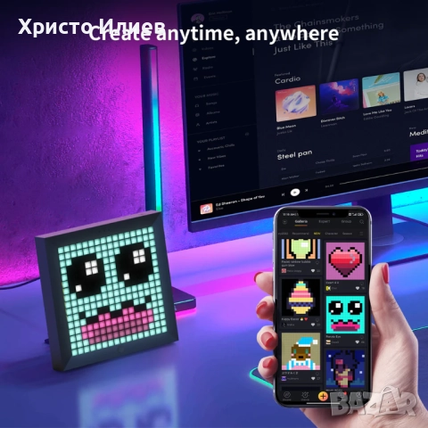 Фоторамка цифрова с пиксели 16 х 16 RGB LED програмируема Divoom Pixoo, снимка 11 - Лед осветление - 52465119
