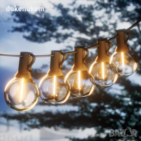 Външни LED лампички G40, 46+3 крушки, IP45, за градина и парти декорация