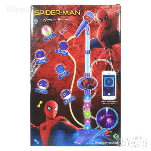 Детски светещ микрофон на стойка спайдърмен, снимка 3 - Други - 52865733