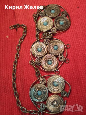ВЪЗРОЖДЕНСКИ ПОСРЕБРЕН МЕДЕН НАКИТ с ТЮРКОАЗИ МАЙСТОРСКА ИЗРАБОТКА 61231, снимка 9 - Антикварни и старинни предмети - 30719799
