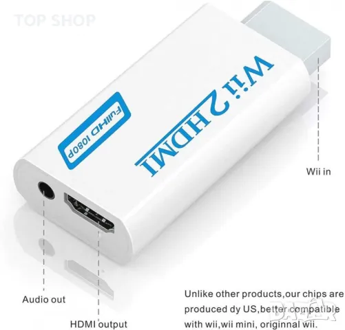 Wii към HDMI конвертор, снимка 5 - Аксесоари - 48540579