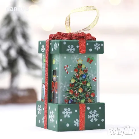 3173 Светещ коледен фенер с форма на подарък, снимка 2 - Декорация за дома - 38626656