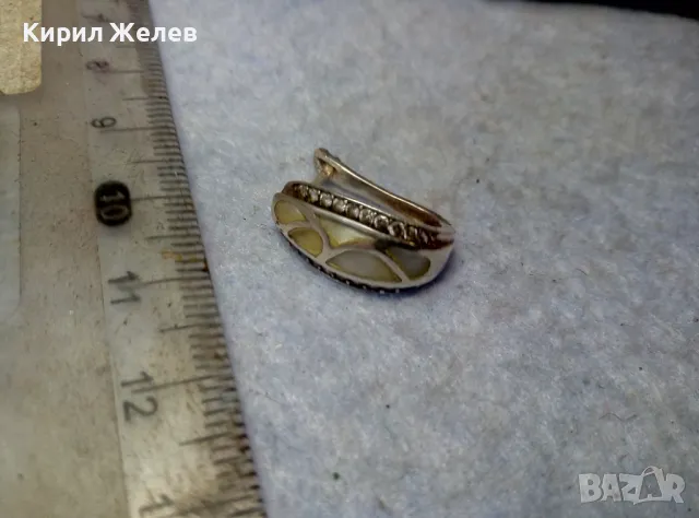 ВИНТИДЖ АРТ АНГЛИЙСКА СЕДЕФЕНА СРЕБЪРНА ОБЕЦА СРЕБРО 925 с ЦИРКОНИ МАЙСТОРСКА ЮВЕЛИРНА РАБОТА 49724, снимка 6 - Обеци - 49757285