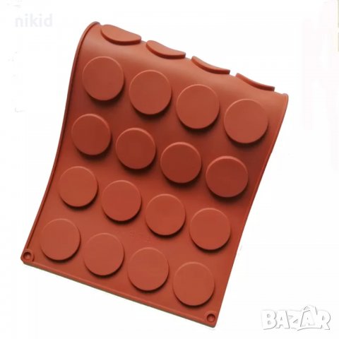24 малки плоски кръгчета кръга макарон шайби чипс силиконов молд форма подложка фондан шоколад, снимка 5 - Форми - 37537213