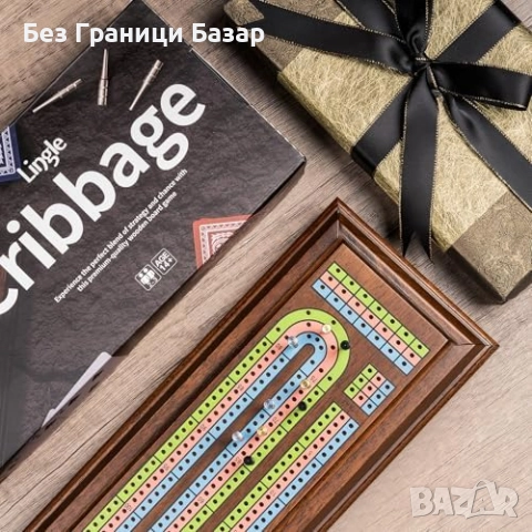 Нов Луксозен дървен сет за Cribbage с 3 писти, карти и метални пинове, снимка 8 - Настолни игри - 52077297