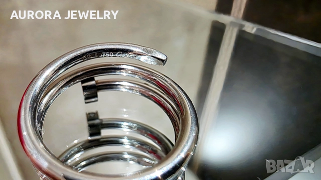 CARTIER Nail Juste un Clou Double White Gold Diamonds Пръстен Пирон, снимка 6 - Пръстени - 52870379