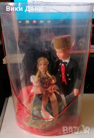 ретро Етно кукли мъж и жена Alsace Франция с опаковка