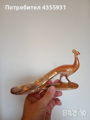 РЯДЪК Уникален Цвят Стар български порцелан паун порцеланова фигура , снимка 5 - Антикварни и старинни предмети - 52114508