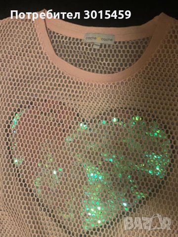 Уникална диско мрежеста блуза със сърце от паети, CASHE , снимка 10 - Тениски - 42651768