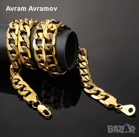 Ново!!! Комплект ланец и гривна 140 грама кубинска плетка., снимка 6 - Бижутерийни комплекти - 29741716