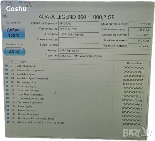 a-data legend 860 1tb, снимка 3 - Твърди дискове - 55787346