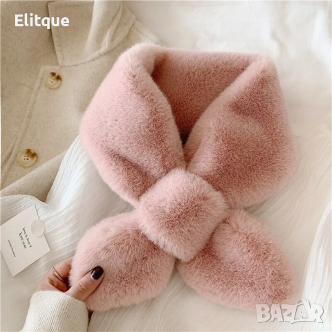 Пухкав дамски шал, имитиращ заешка кожа, снимка 7 - Шалове - 52644549