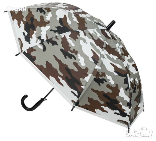 Чадър тип бастун автоматичен детски кафяв сив черен вариант 66 см, снимка 3 - Други - 42875483