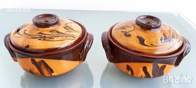 Гювечета българска керамика с похлупак и дръжки, снимка 1 - Прибори за хранене, готвене и сервиране - 31532405