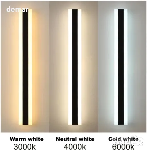 oumanschak Външна стенна лампа Захранвана от мрежата 60CM, 20W, 3 цветни температури, IP65, снимка 3 - Лед осветление - 49283742
