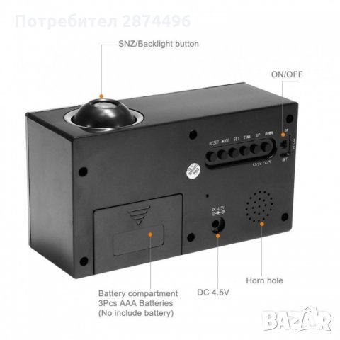 3605 Часовник със звуково активиране и проекция, снимка 9 - Други стоки за дома - 34911050