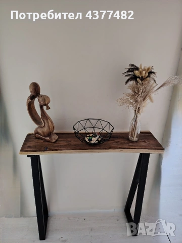 Конзолна маса от орех и метални крака, снимка 3 - Маси - 53880131
