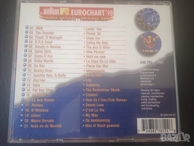  MTV Eurochart '98 - Volume 8 матричен диск музика, снимка 3 - CD дискове - 44434693