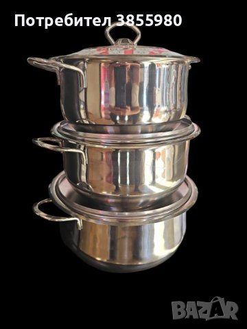 Комплект от три тенджери ИНОКС AREA, снимка 1 - Съдове за готвене - 42924361
