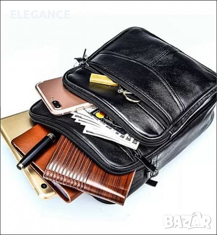 Мъжка кожена чантичка с 5 джоба, снимка 3 - Чанти - 34882515