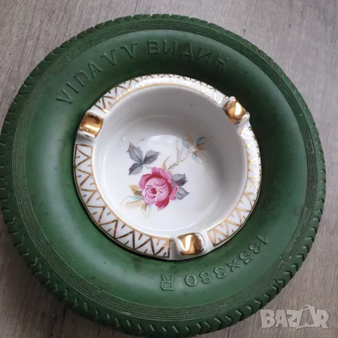 Стар порцеланов пепелник ВИДА ГУМИ - Фабрика Коста Йорданов, снимка 6 - Колекции - 49815869