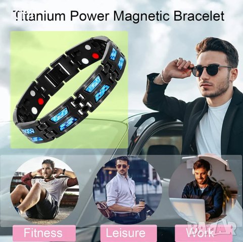 Титаниева магнитна гривна за регулиране на високо кръвно от неръждаема стомана, снимка 6 - Гривни - 44491286