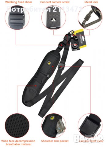 Ремък за Фотоапарат / Каишка за Фотоапарат / Ремък за Рамо за DSLR, снимка 3 - Чанти, стативи, аксесоари - 30987870