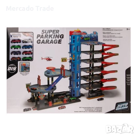 6-етажен гараж Mercado Trade, За деца, 9 превозни средства и хеликоптер, снимка 3 - Коли, камиони, мотори, писти - 52655535